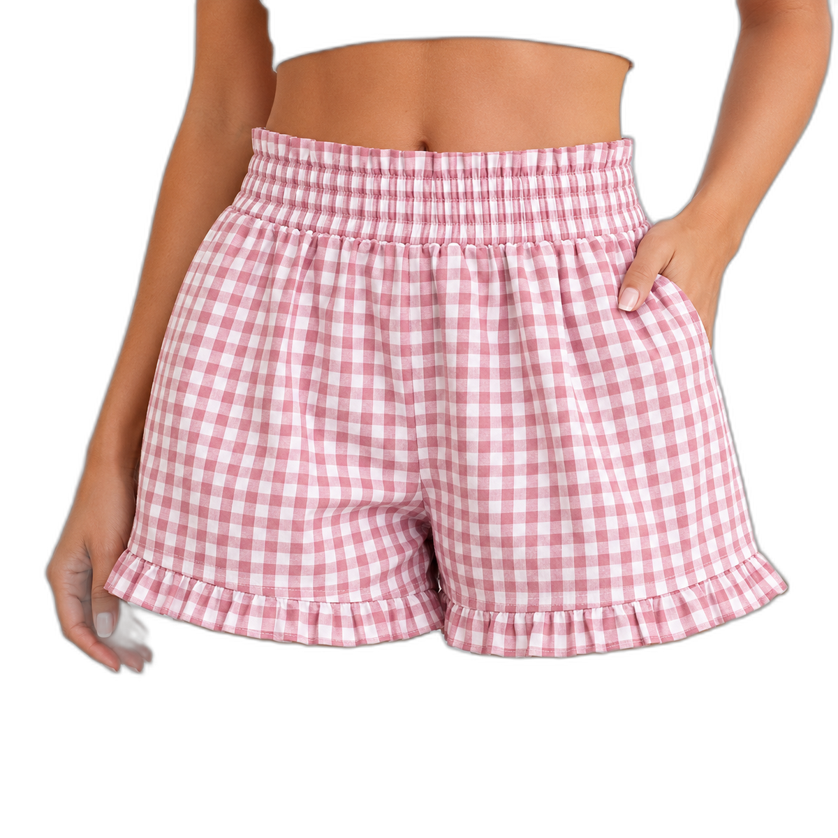 Women's Gingham Ruffle Pajama Shorts