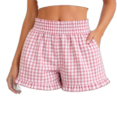 Women's Gingham Ruffle Pajama Shorts