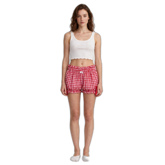 Women’s Gingham Ruffle Bloomer Shorts with Bow Detail