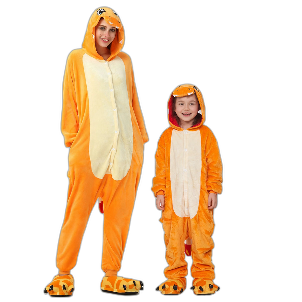 Orange Flannel One-Piece Pajama Set