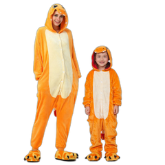 Orange Flannel One-Piece Pajama Set