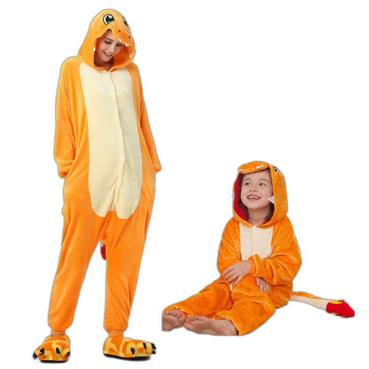Orange Flannel One-Piece Pajama Set