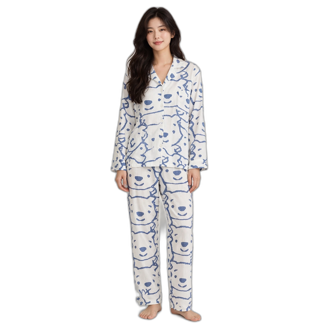 Long-Sleeve Cartoon Print Pyjama Set