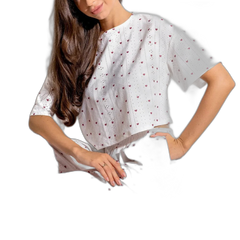 Women's Crop Top Cotton Pajama Set