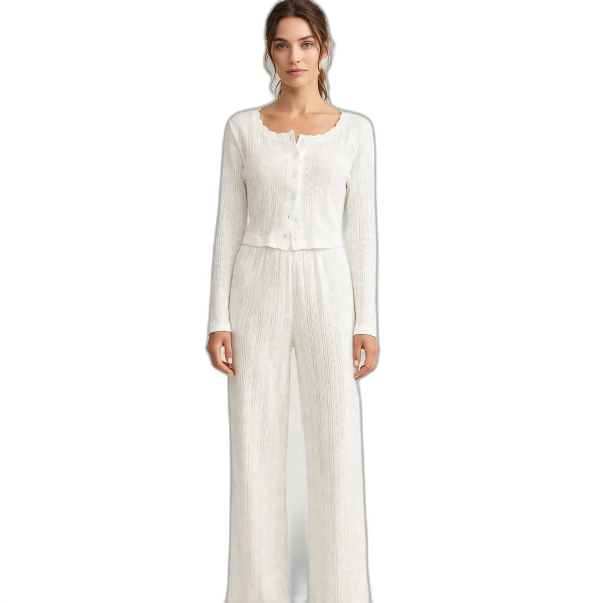 Women's Long Sleeve Cardigan & Knit Pajama Set