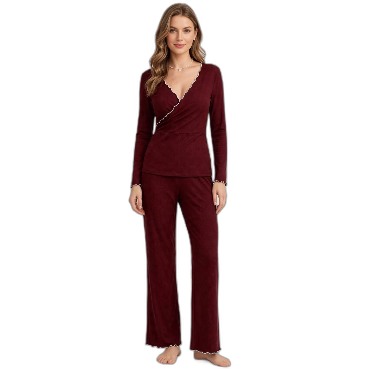 Women’s V-Neck Curling Pajama Set