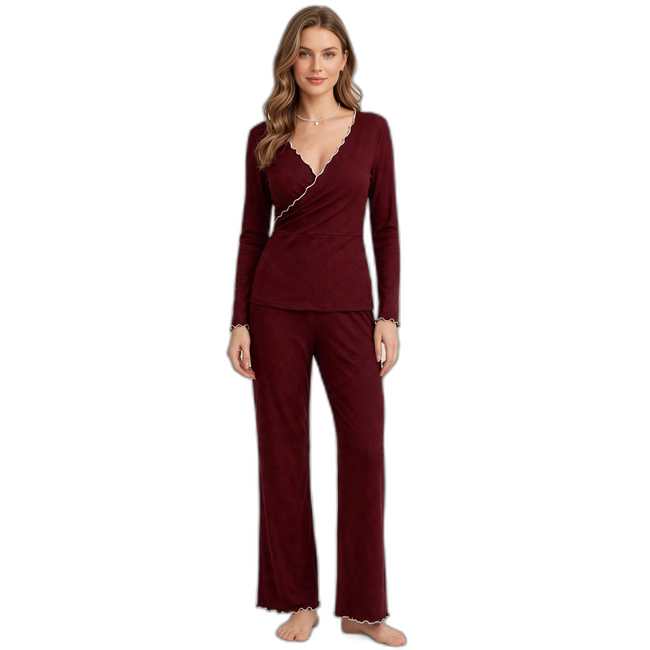 Women's V-Neck Curling Pyjama Set