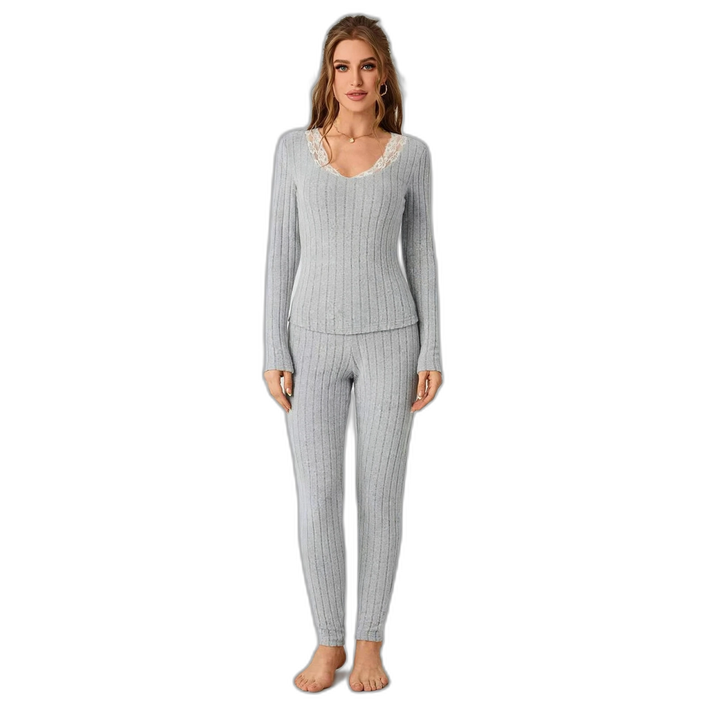 Women's Long-Sleeve Crew Neck Pajama Set