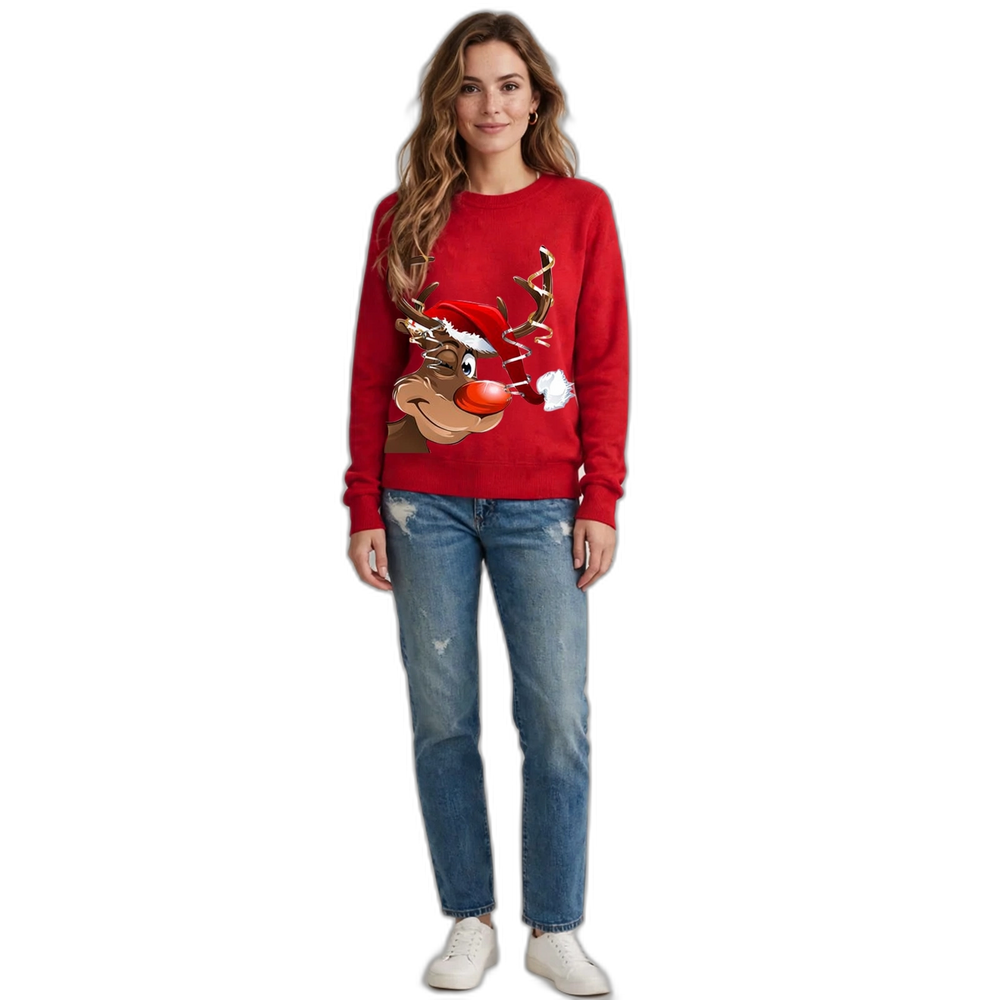Women's Xmas Wine Cup Long-Sleeve Sweater