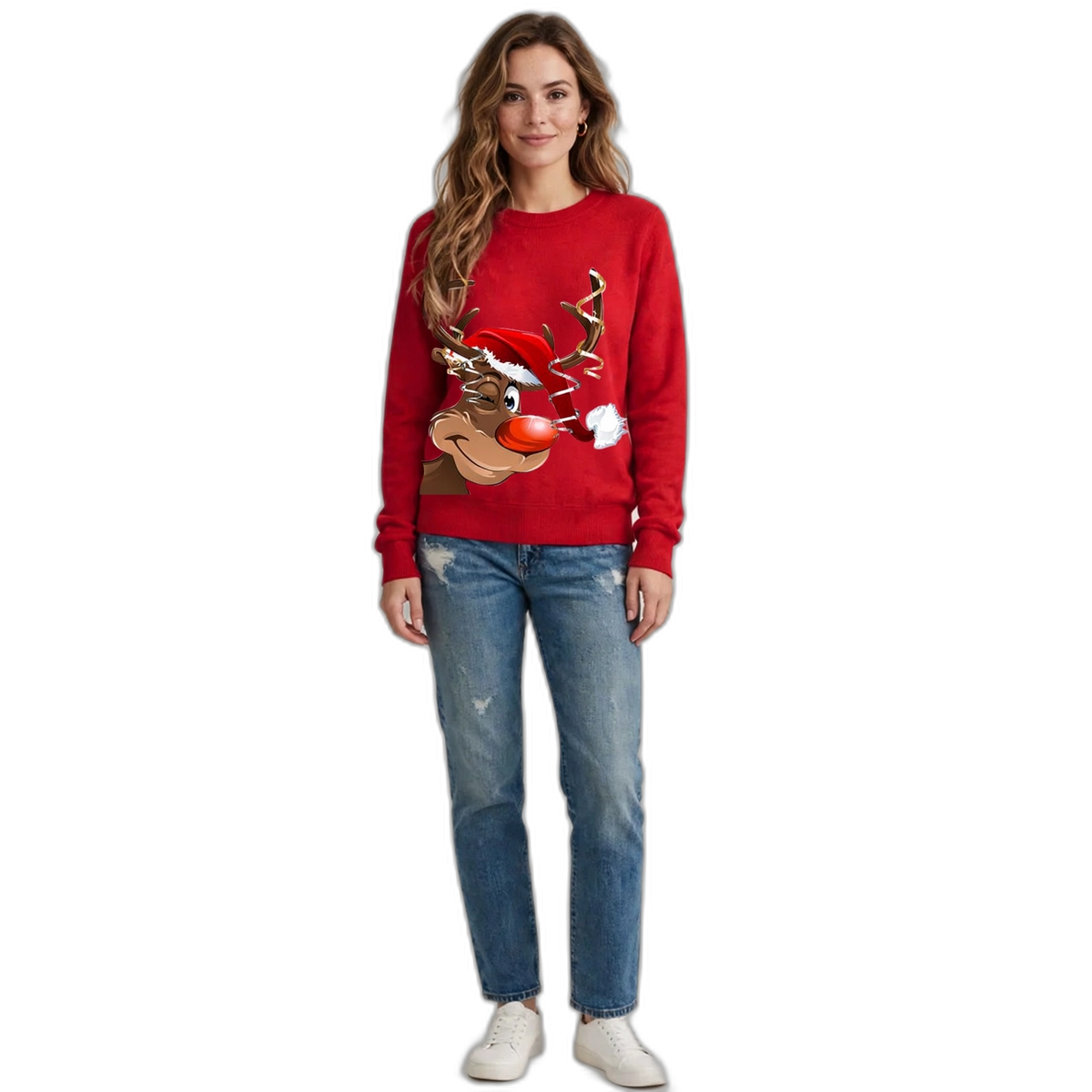 Women's Xmas Wine Cup Long-Sleeve Sweater