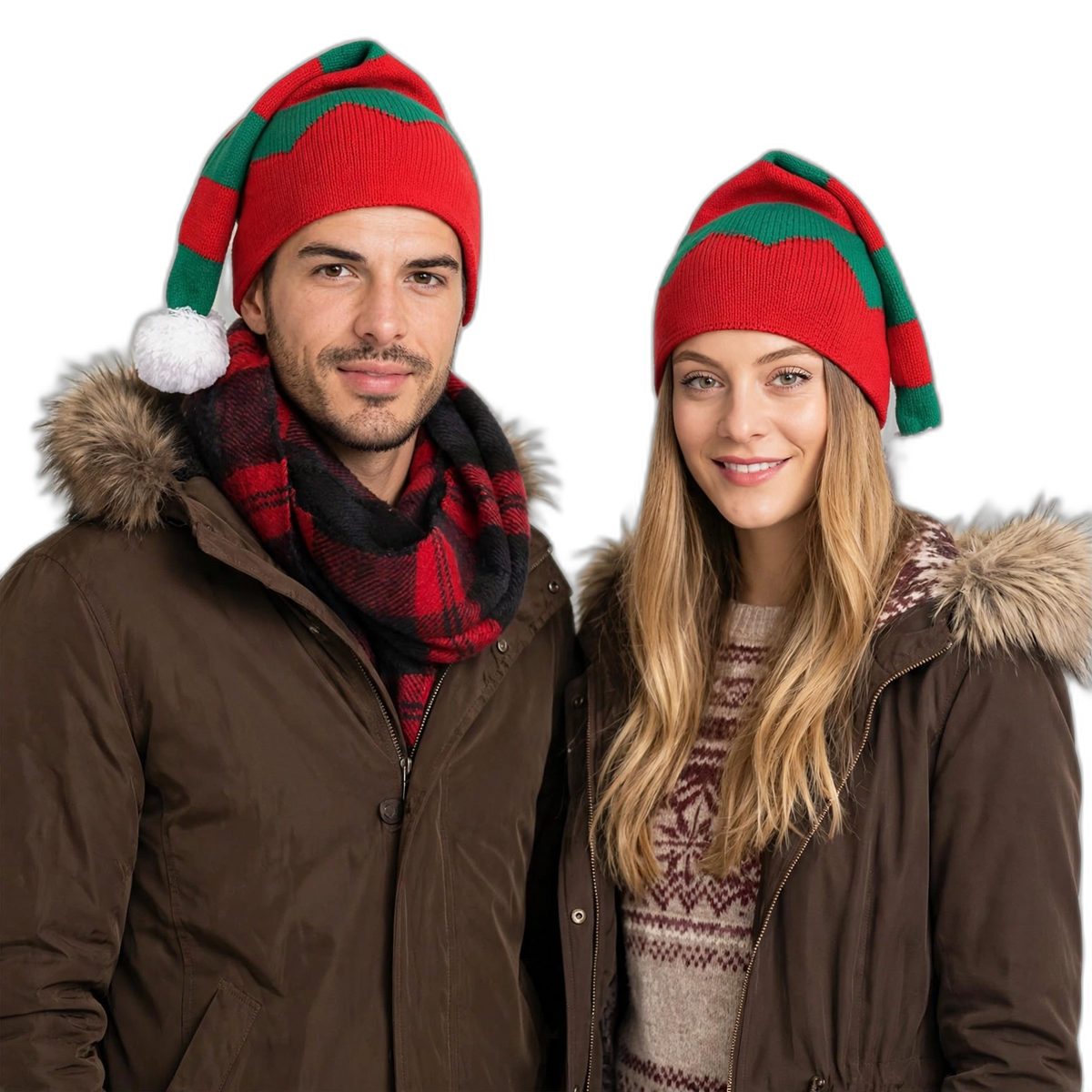 Knitted Christmas Hat with Wool Pom-Pom