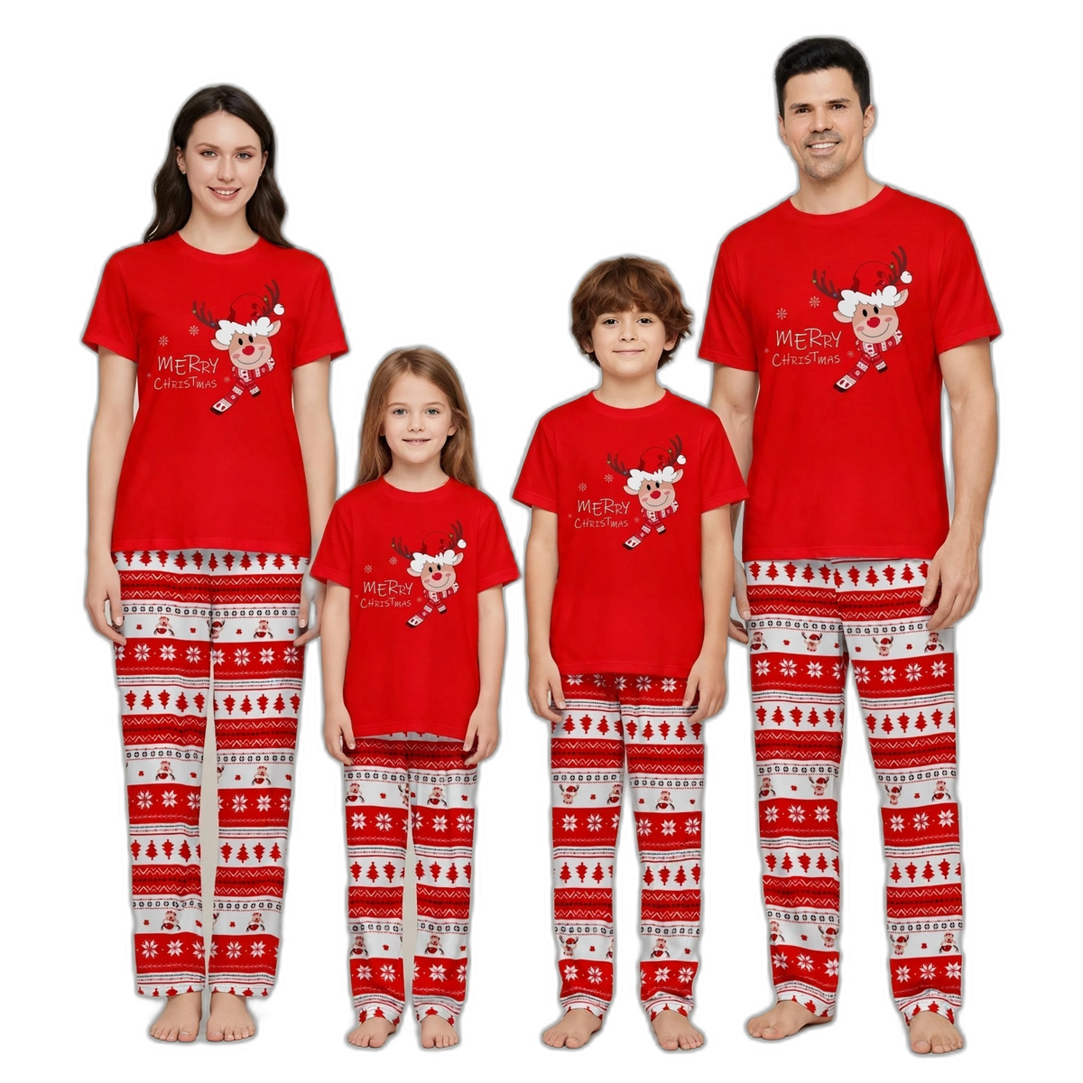 Deer Print Short Sleeve Christmas Pajama Set