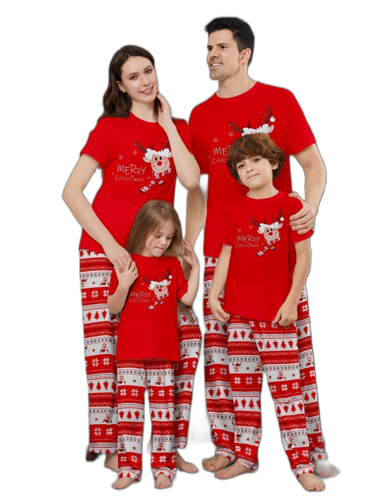Deer Print Short Sleeve Christmas Pajama Set