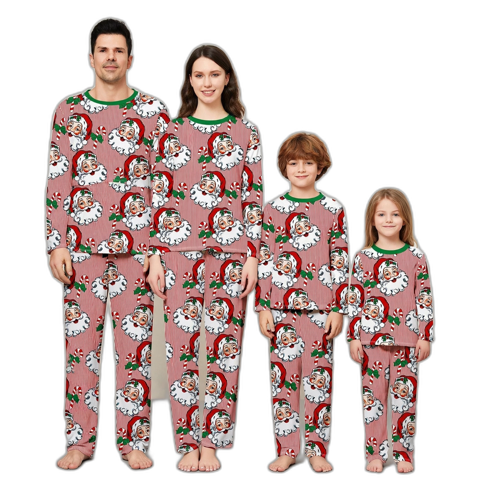 Santa Head Print Christmas Family Pajama Set