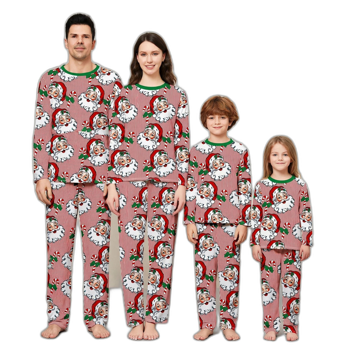 Santa Head Print Christmas Family Pyjama Set