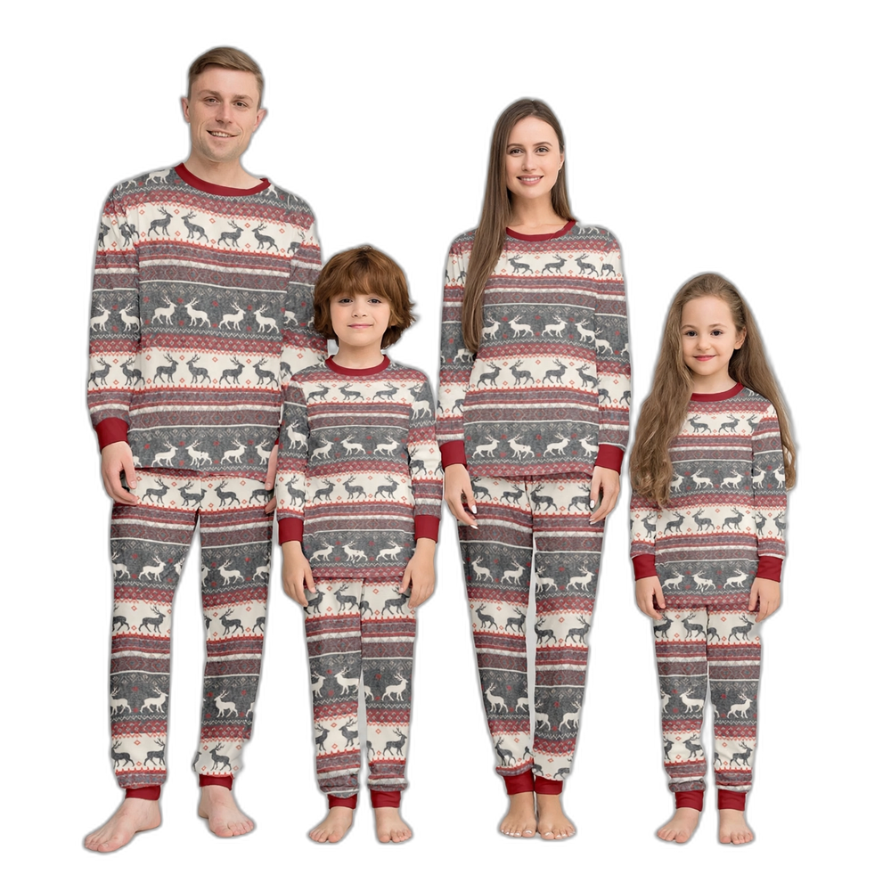 Christmas Elk Print Family Pajama Set