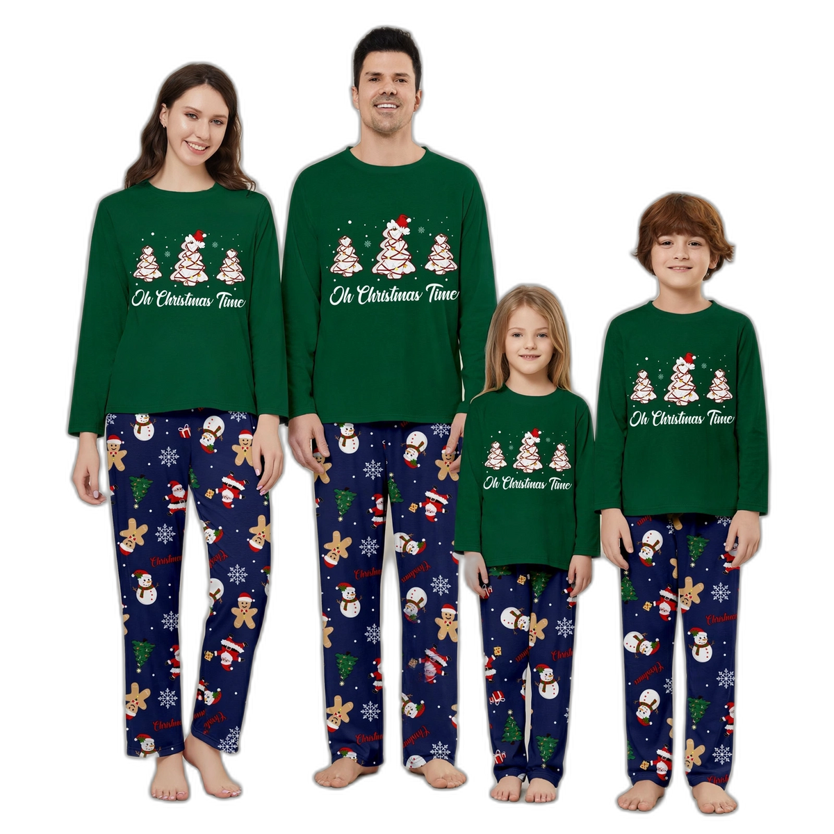 Family Green Christmas Tree Matching Pyjama Set