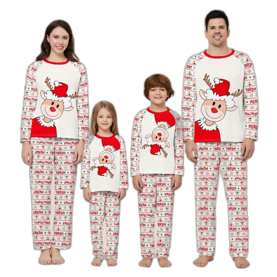 Christmas Deer Print Parent-Child Pyjama Set