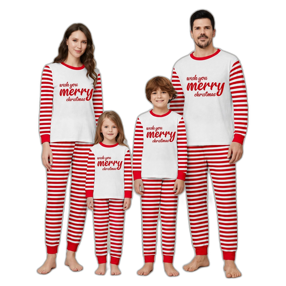 Red and White Striped Family Christmas Pajamas