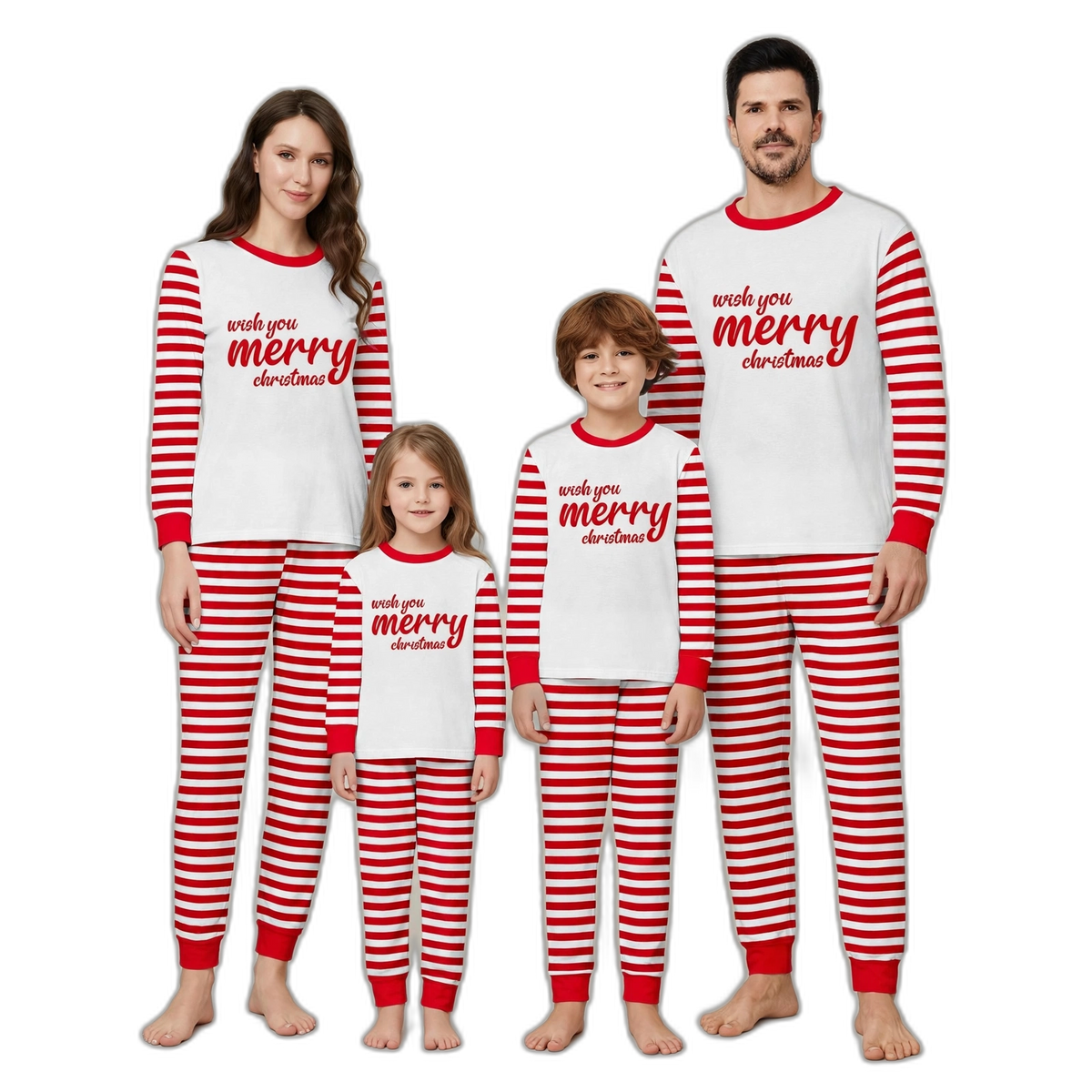 Red and White Striped Family Christmas Pajamas