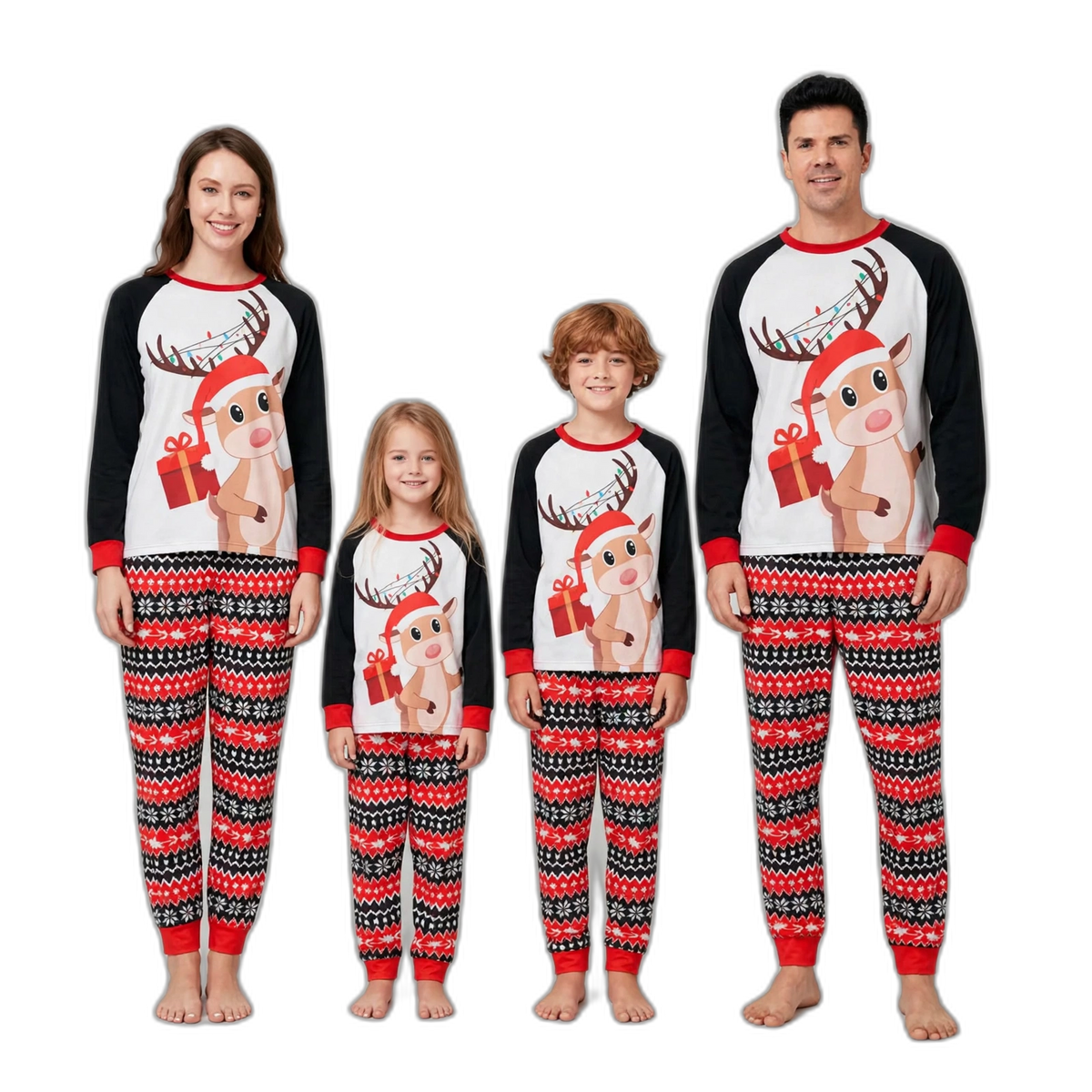 Christmas Deer Print Long Sleeve Parent-Child Pajamas