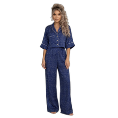 Polka Dot Wide-Leg Short Sleeve Pajama Set