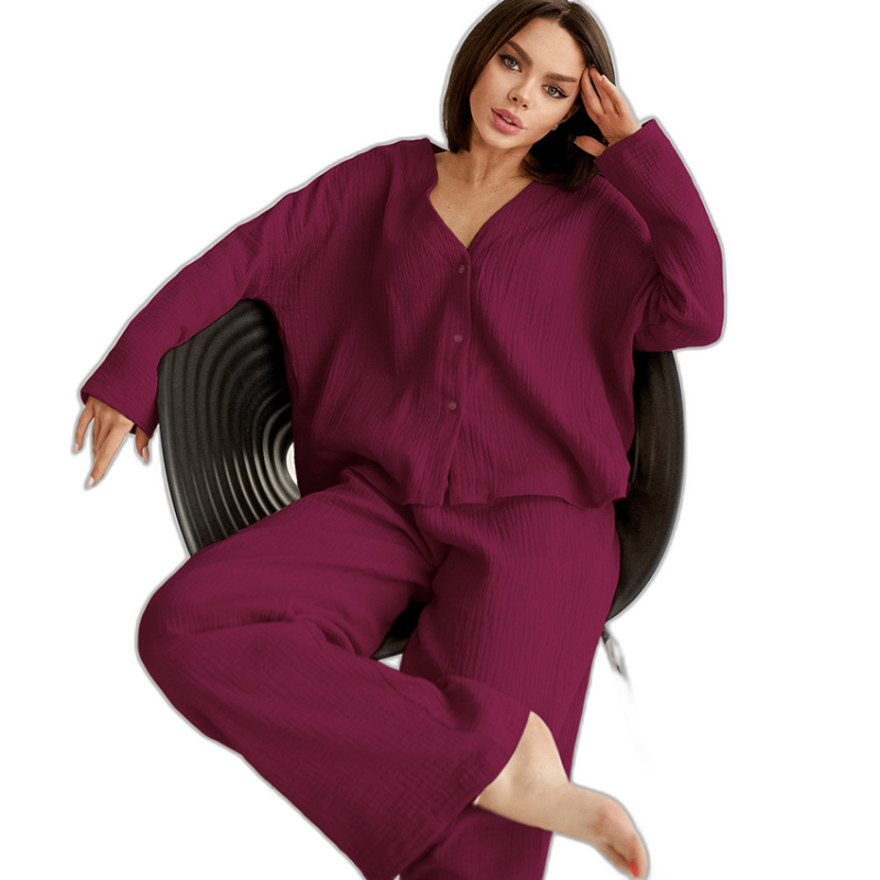 Women's 100% Cotton Wide-Leg Pajama Set
