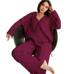 Women's 100% Cotton Wide-Leg Pajama Set