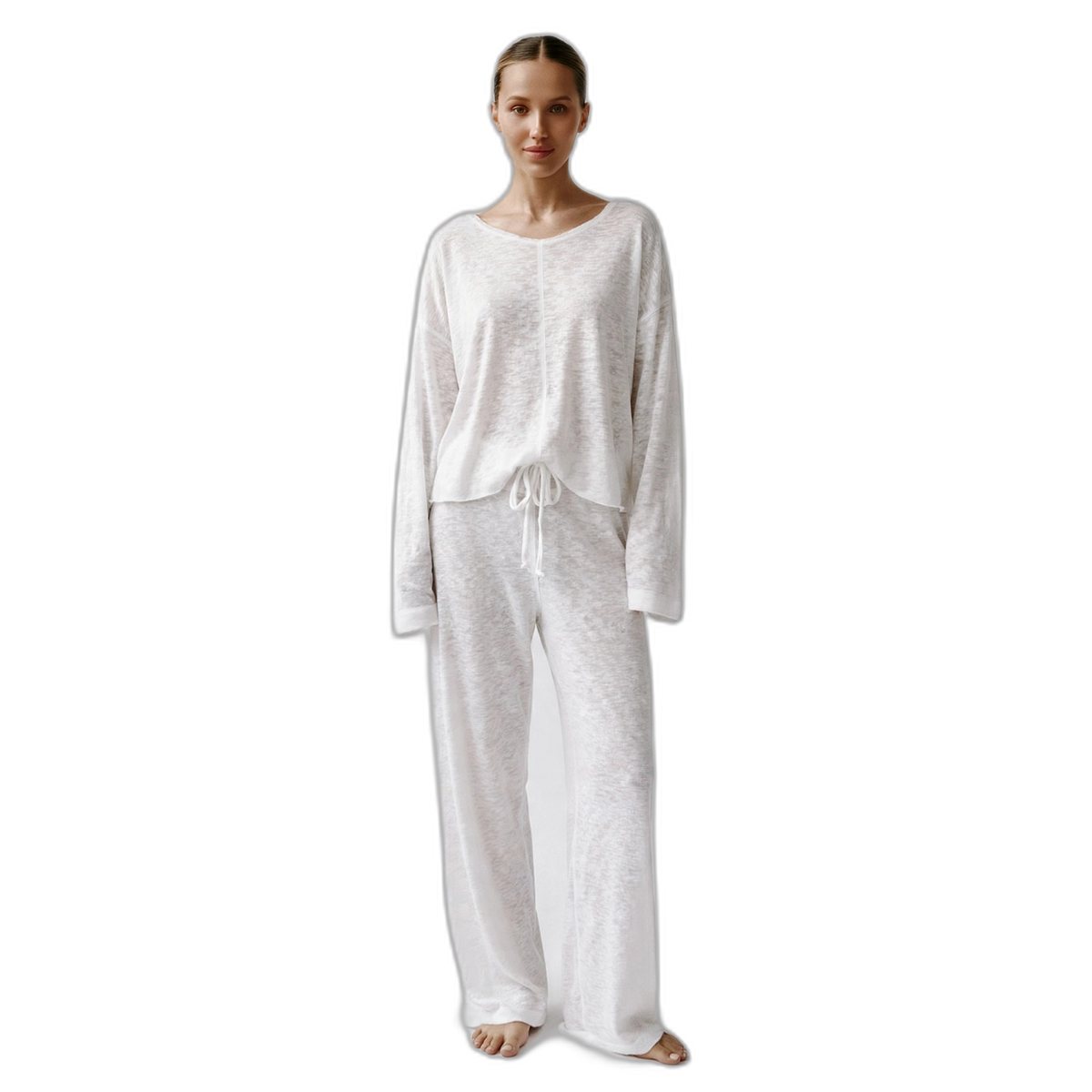 Women’s Loose-Fit Pure Cotton Wide-Leg Pajama Set