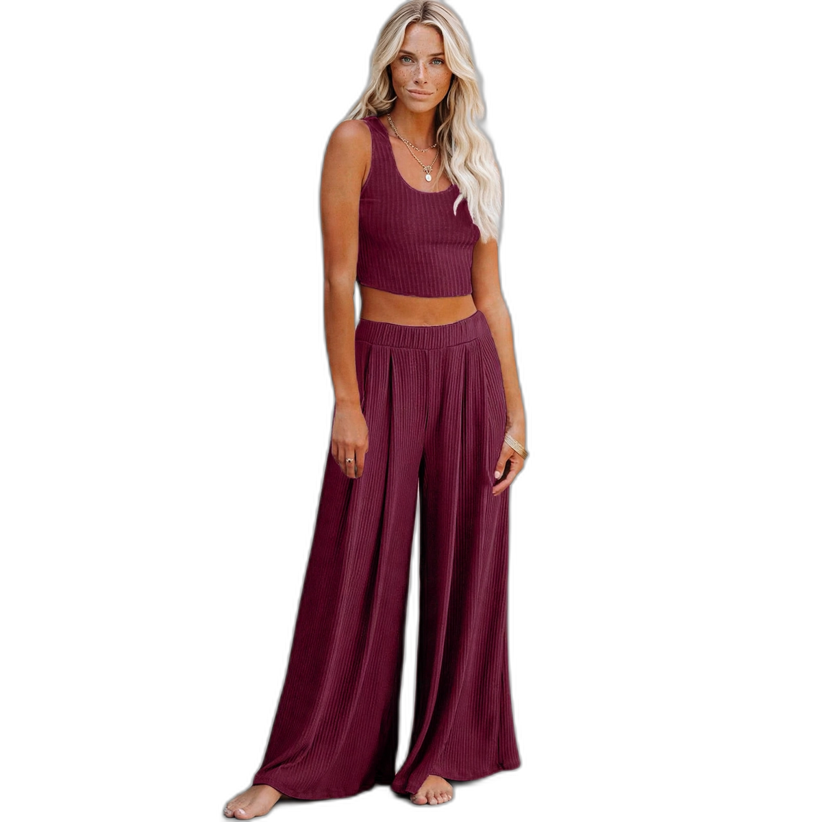 Women's Wide-Leg Pajamas with Sleeveless Top