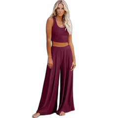 Women's Wide-Leg Pajamas with Sleeveless Top