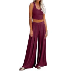 Women's Wide-Leg Pajamas with Sleeveless Top