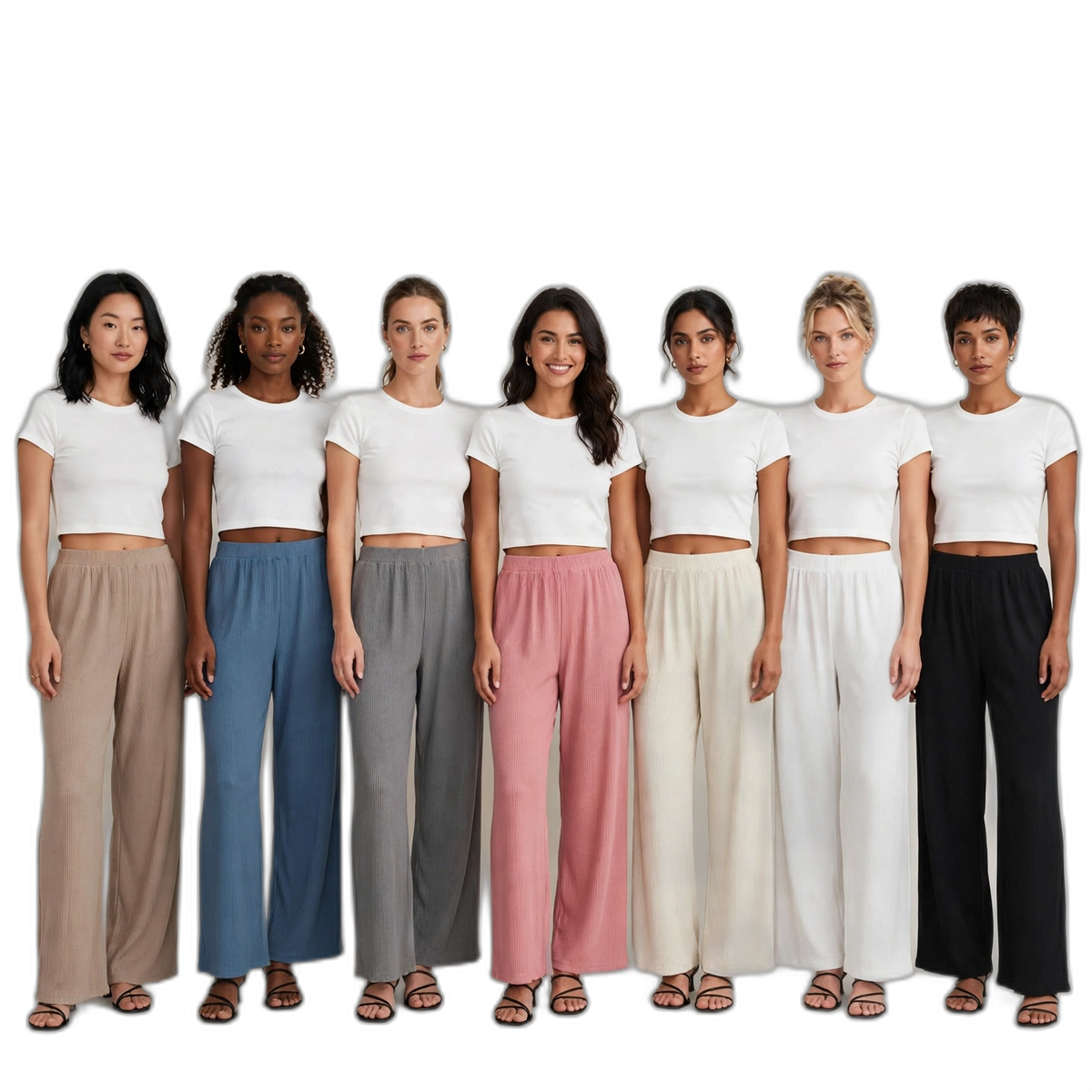 Women's Wide-Leg Pajama Set with Long-Sleeve Top