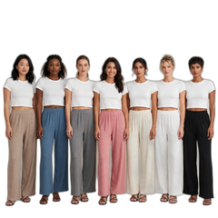 Women's Wide-Leg Pajama Set with Long-Sleeve Top