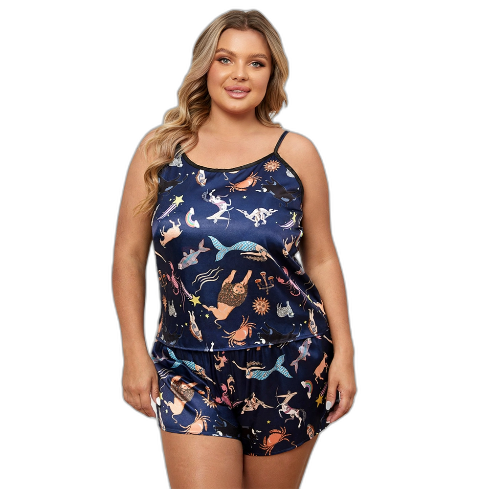 Women's Plus Size Sleeveless Pajama Shorts Set
