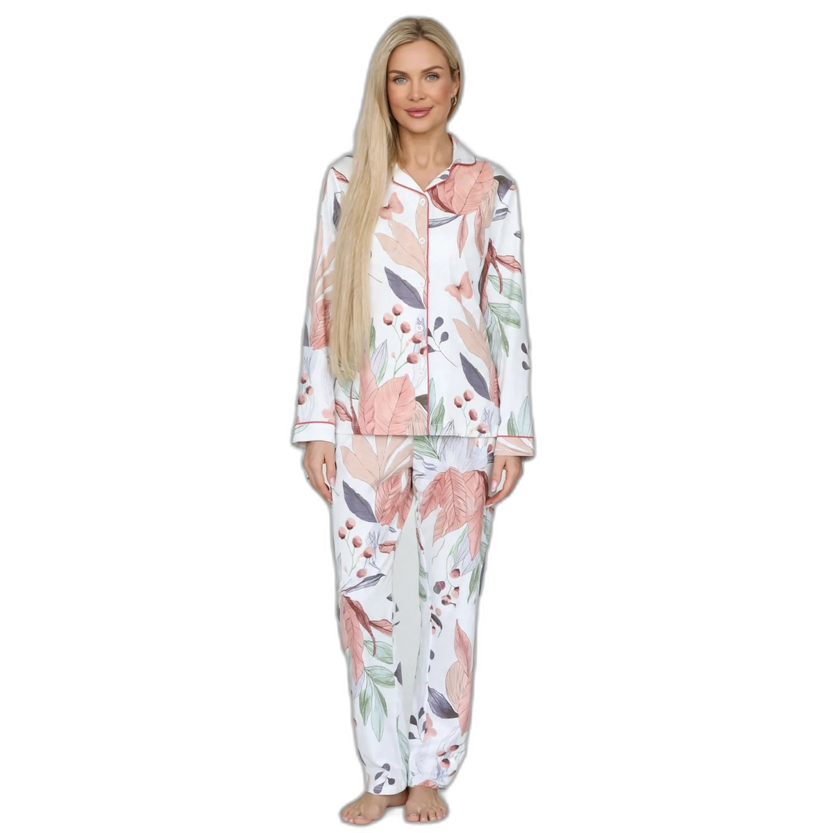 Autumn Print Cotton Long Sleeve Pajama Set