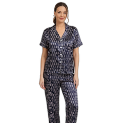 Women’s Letter Print Satin Pajama Set