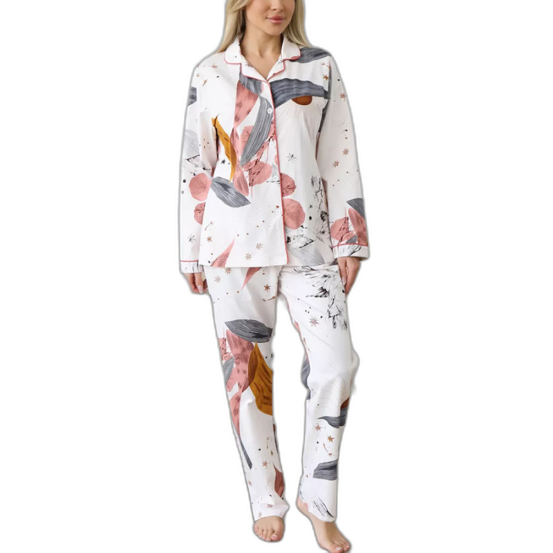 Women's Cotton Long Sleeve Print Pajama Set