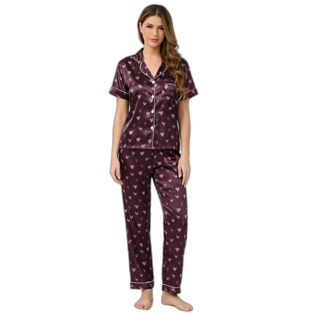 Purple Love Silk Pajama Set