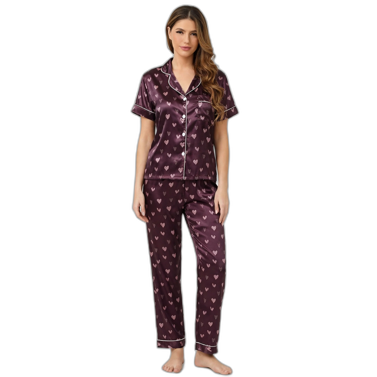 Purple Love Silk Pajama Set