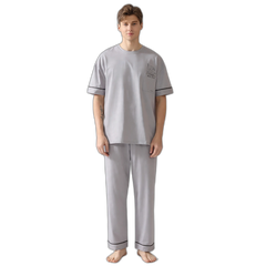 Men’s Light Gray Short Sleeve Pajama Set