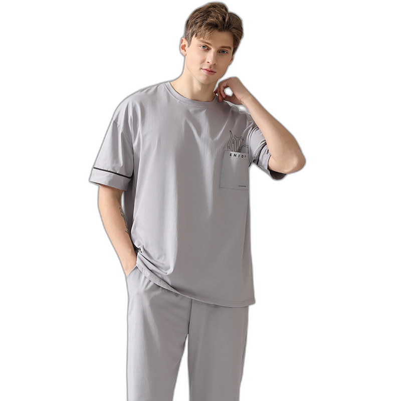 Men's Light Gray Short Sleeve Pajama Set