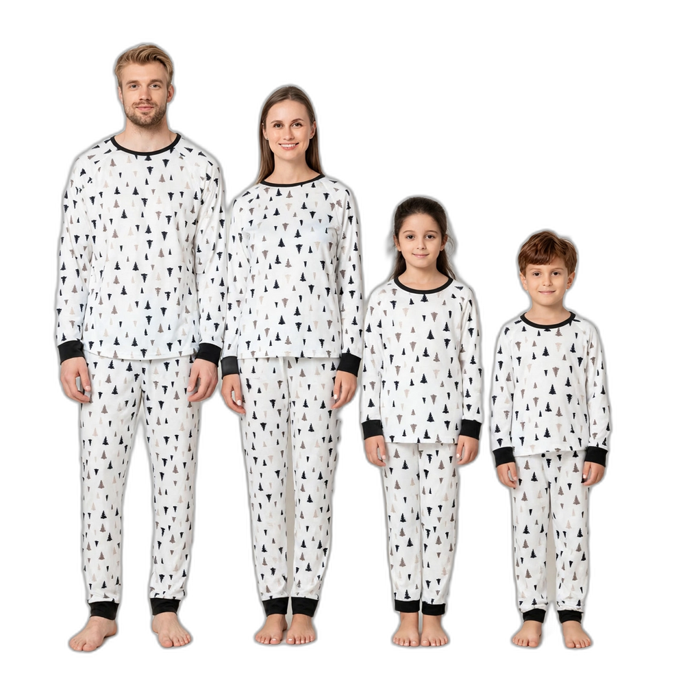 White O-Neck Family Matching Christmas Pajamas