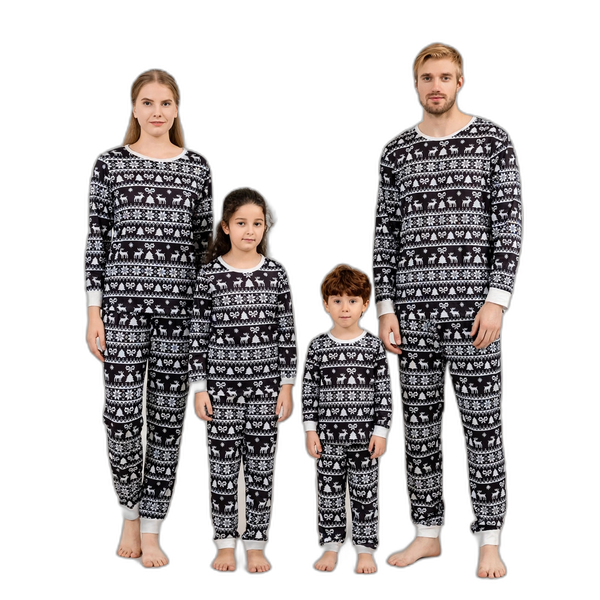 Black & White Christmas Print Family Pyjama Set