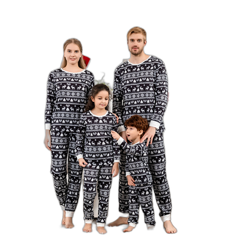 Black & White Christmas Print Family Pyjama Set
