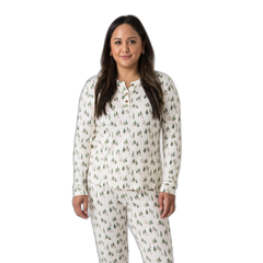 White Christmas Tree V-Neck Button Family Pajamas