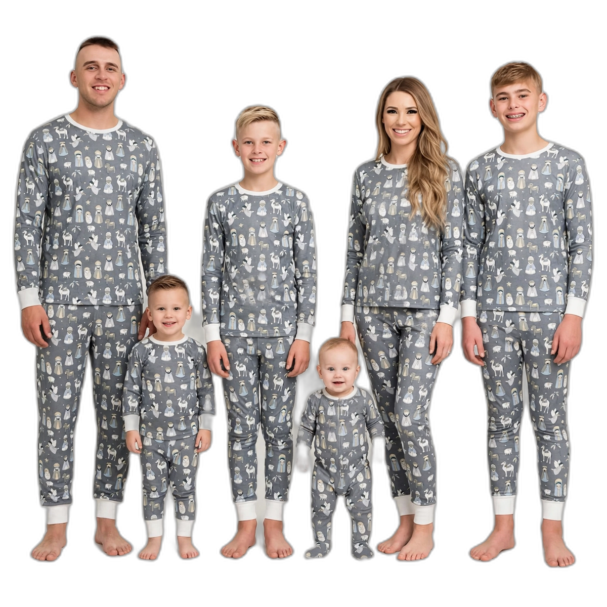 Grey and White Family Christmas Matching Pajamas