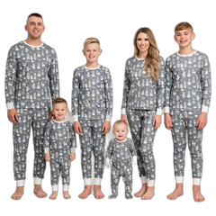 Grey and White Family Christmas Matching Pajamas