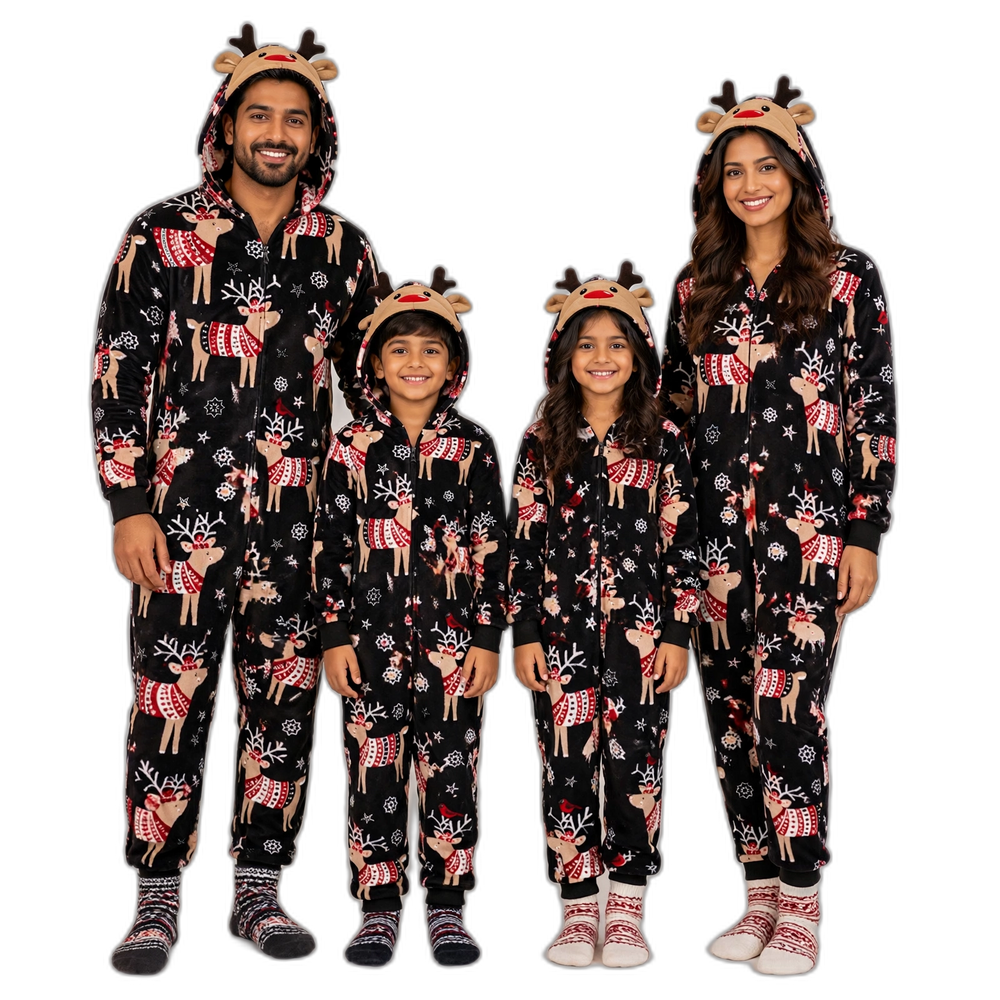 Reindeer Print Christmas Family Onesie