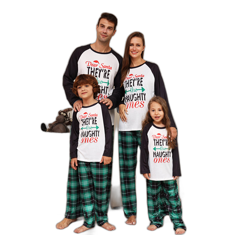 Naughty Santa Blue Plaid Family Pajamas